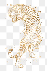 Golden tiger png, zodiac clipart, Chinese new year celebration