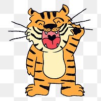 Orange tiger png, animal doodle sticker, 2022 Chinese horoscope