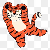 Orange tiger png, animal doodle sticker, 2022 Chinese horoscope