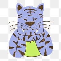 Funky tiger png, animal doodle sticker, 2022 Chinese horoscope
