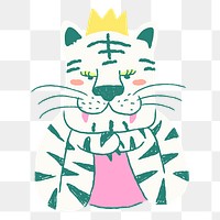 Funky tiger png, animal doodle sticker, 2022 Chinese horoscope