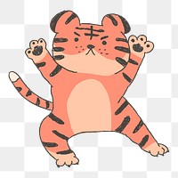 Chinese horoscope png tiger doodle sticker, transparent background