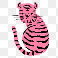 Funky tiger png, animal doodle sticker, 2022 Chinese horoscope