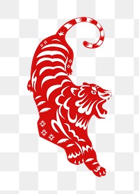 Chinese tiger year  png clipart, red traditional design