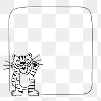 Chinese tiger png frame, zodiac 2022 doodle on transparent background