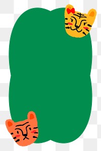 Cute tiger png frame sticker, green animal on transparent background