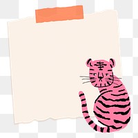 Sticky note png frame sticker, tiger doodle