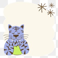 Funky tiger png frame sticker, animal doodle on transparent background