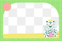 Aesthetic tiger png doodle frame, transparent background, cute design