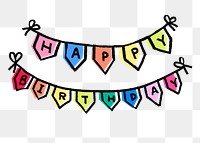 Happy birthday bunting png sticker, party decoration on transparent background