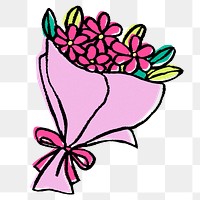 Flower bouquet png sticker, Valentine's doodle on transparent background