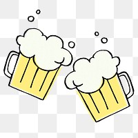 Cold beer png sticker, cute alcoholic drinks doodle on transparent background