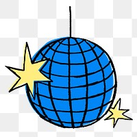 Disco ball png doodle sticker, party decoration graphic on transparent background