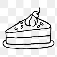 Cake slice png sticker, food doodle on transparent background