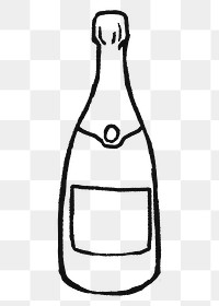 Champagne bottle png sticker, celebration drinks doodle on transparent background