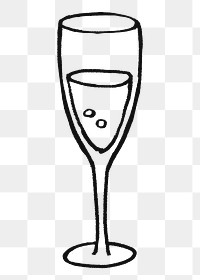 Champagne glass png sticker, celebration drinks doodle on transparent background