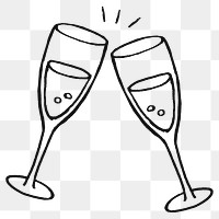 Champagne bottle png sticker, celebration drinks doodle on transparent background