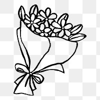Flower bouquet png sticker, Valentine's doodle on transparent background