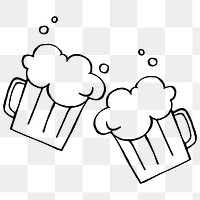 Cold beer png sticker, cute alcoholic drinks doodle on transparent background