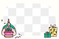 Birthday png frame, transparent background, party character illustration