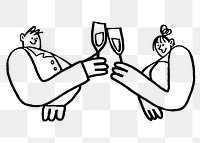 Couple drinking png champagne sticker, character illustration with wedding concept