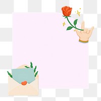 Cute png valentine’s frame design, transparent 