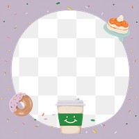 Cute png dessert frame design, transparent 