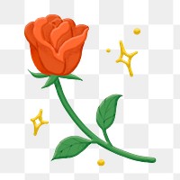 Png rose collage element, emoji sticker, hand drawn, transparent background