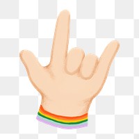 Png i love you hand sign, cute emoji collage element, transparent background