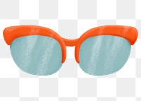 Png sunglasses alarm clock collage element, emoji sticker, hand drawn, transparent background