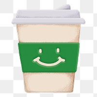 Png coffee sticker, cute emoji collage element, transparent background