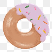 Png donut sticker, cute emoji collage element, transparent background