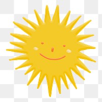 Png sunshine sticker, cute emoji collage element, transparent background