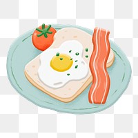 Png breakfast sticker, cute emoji collage element, transparent background