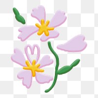 Png flower collage element, emoji sticker, hand drawn, transparent background