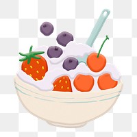 Aesthetic png fruit yogurt sticker, food collage element, transparent background