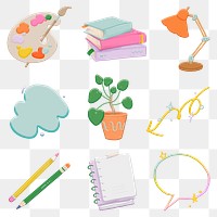 Aesthetic png lifestyle sticker set, transparent background