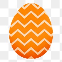 Zig-zag Easter png egg sticker, orange pattern on transparent background