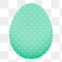 Easter egg png sticker, polka dot pattern in green on transparent background