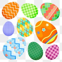 Patterned png Easter egg sticker, colorful abstract design on transparent background