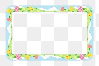 Cute Easter png frame, rectangle shape in festive design on transparent background