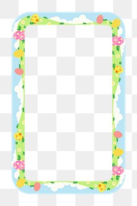 Cute Easter png frame, rectangle shape in festive design on transparent background