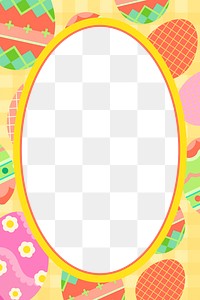 Easter png frame, transparent background in festive pattern design