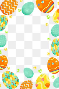 Easter png frame, transparent background in festive pattern design