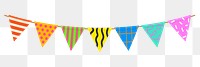 Colorful party flags png decoration element, transparent background