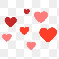 Png red hearts clipart, celebration sticker design