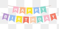 Png happy birthday banner clipart, celebration sticker design