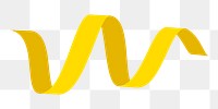 Yellow ribbon png decoration element, transparent background