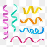 Party ribbons png sticker set, transparent background, celebration design