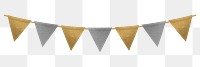 Gold silver party banner png decoration element, transparent background